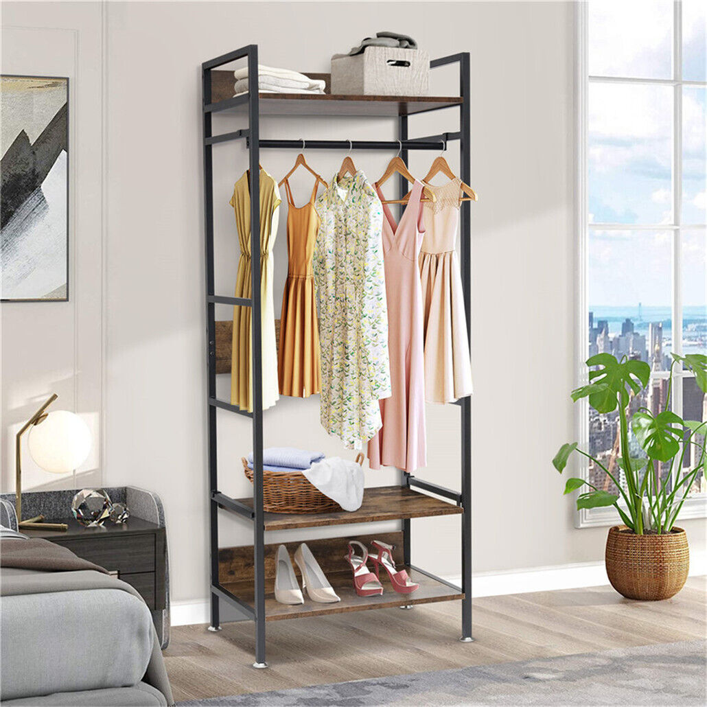 Metal Garment Rack Coat Stand MDF & Iron Organizer - Image 4