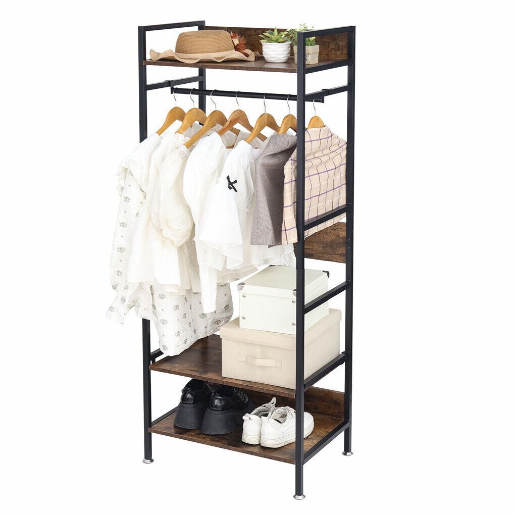 Metal Garment Rack Coat Stand MDF & Iron Organizer - Image 7