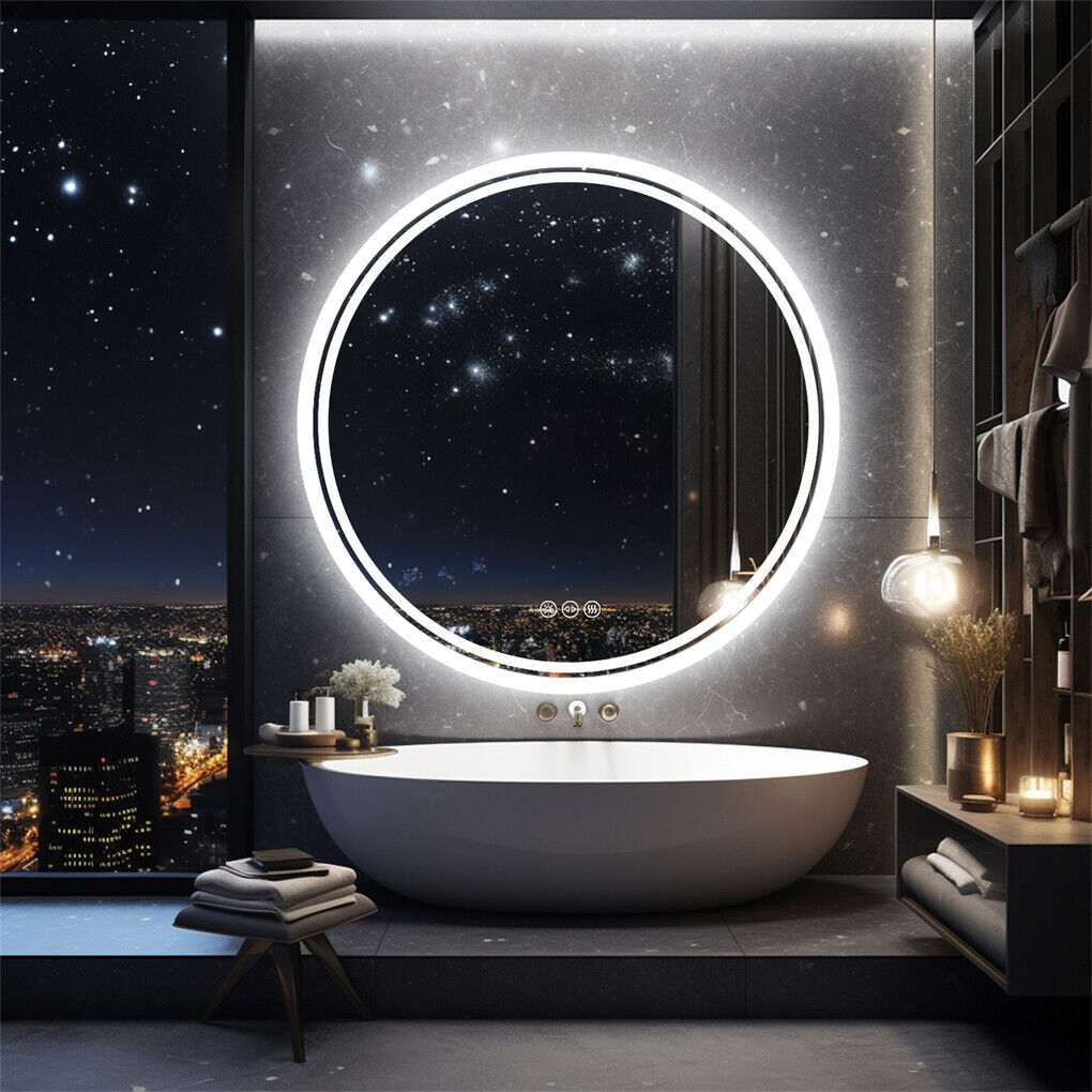 60cm LED Bathroom Mirror Anti-fog Circle Backlit HD - Image 2