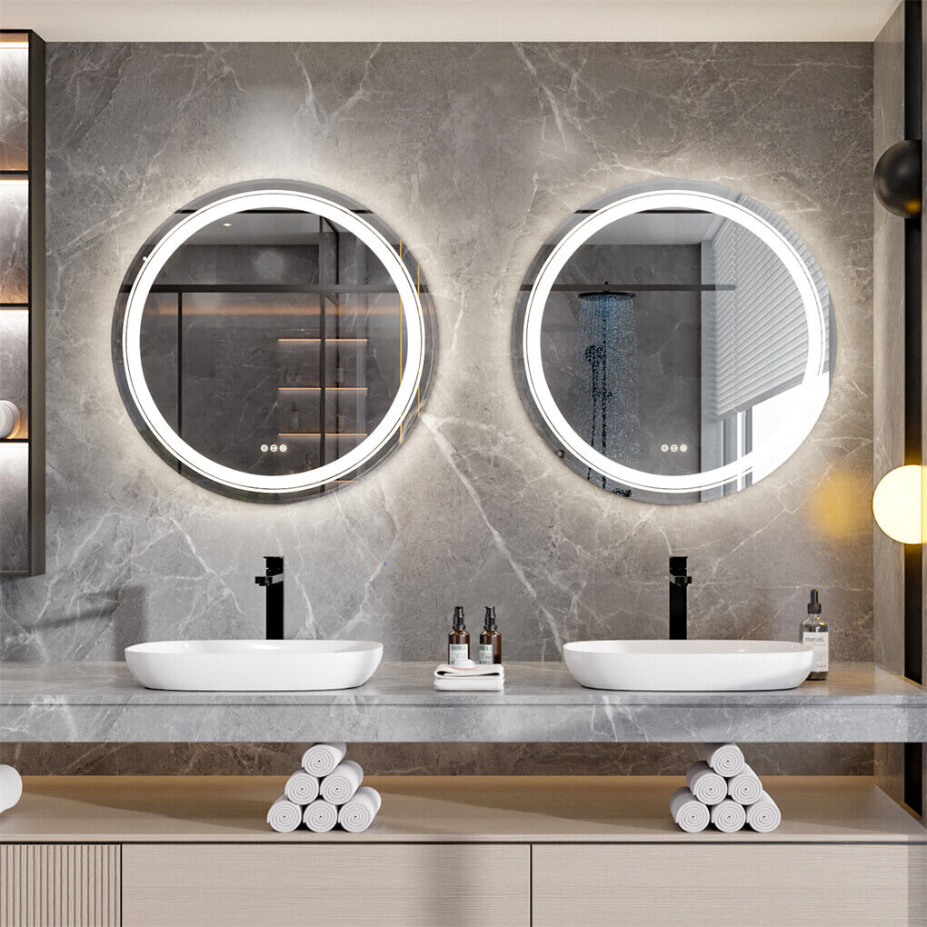 60cm LED Bathroom Mirror Anti-fog Circle Backlit HD - Image 5