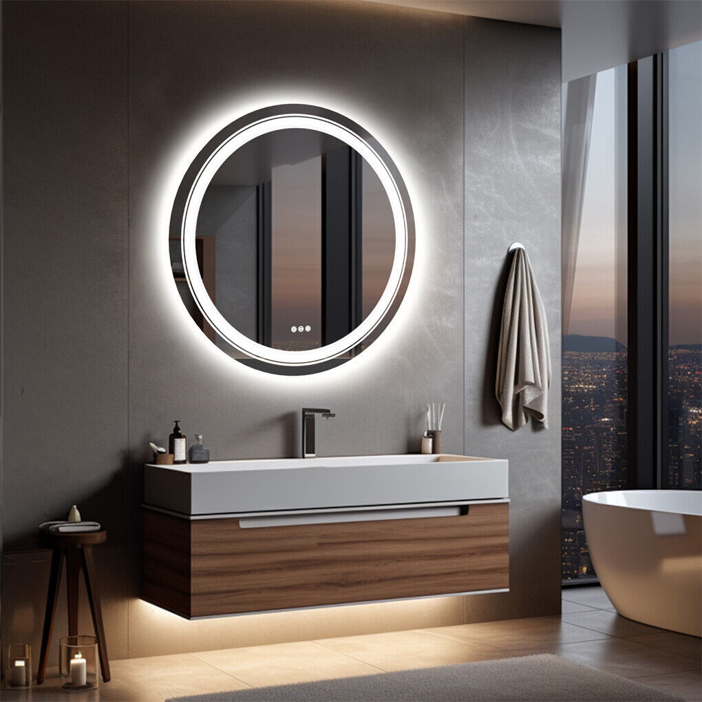 60cm LED Bathroom Mirror Anti-fog Circle Backlit HD - Image 6