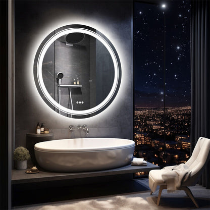 60cm LED Bathroom Mirror Anti-fog Circle Backlit HD - Image 8