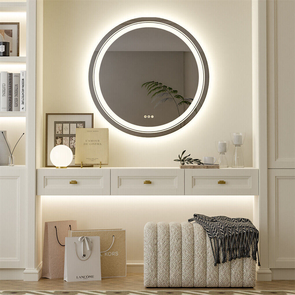 80cm LED Bathroom Mirror Anti-fog Circle Backlit HD - Image 7