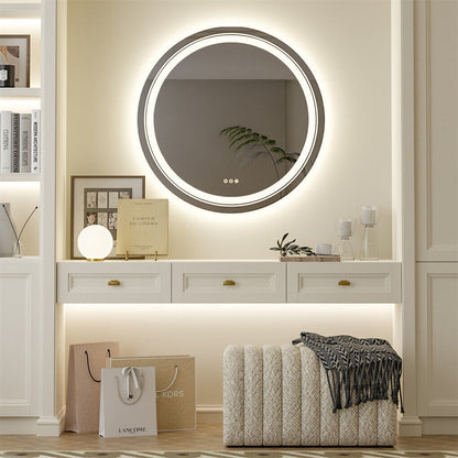 80cm LED Bathroom Mirror Anti-fog Circle Backlit HD - Image 7