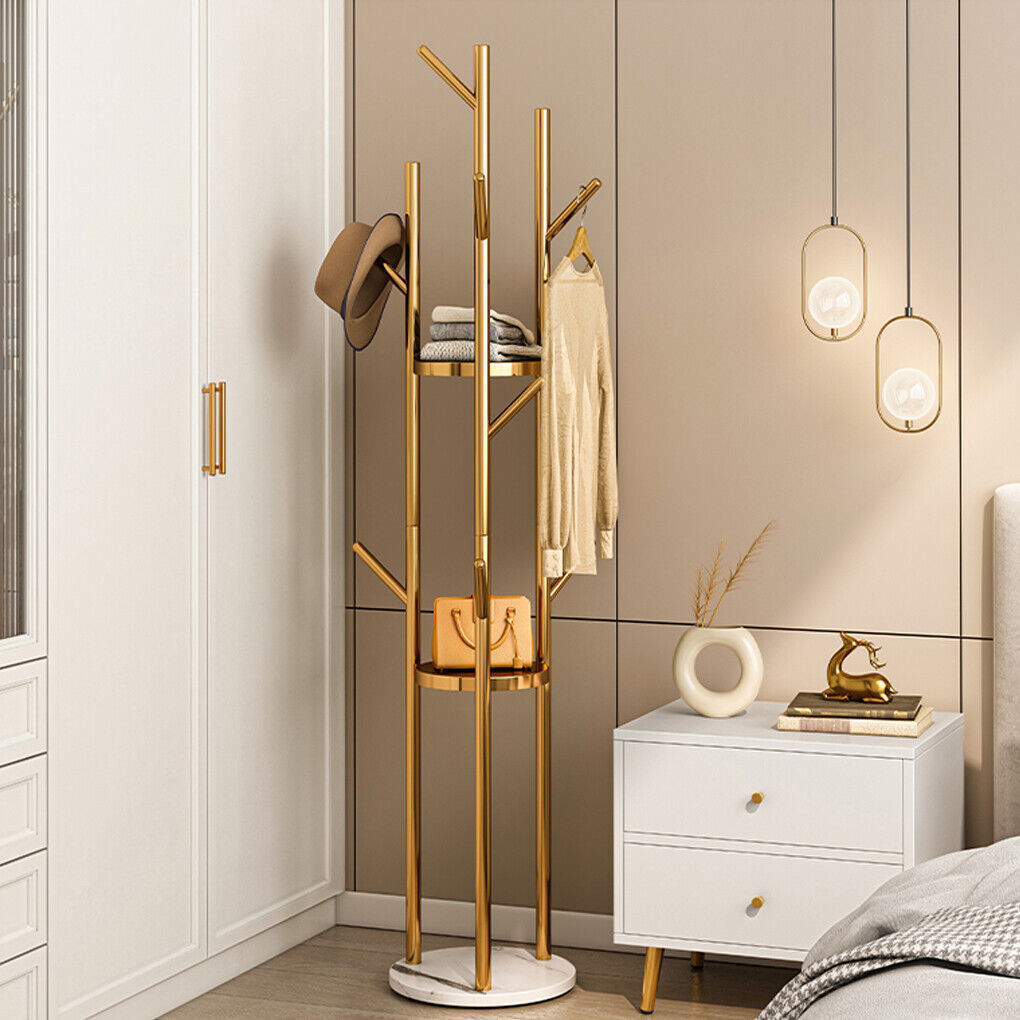 Marble & Metal Coat Rack Stand Heavy Duty