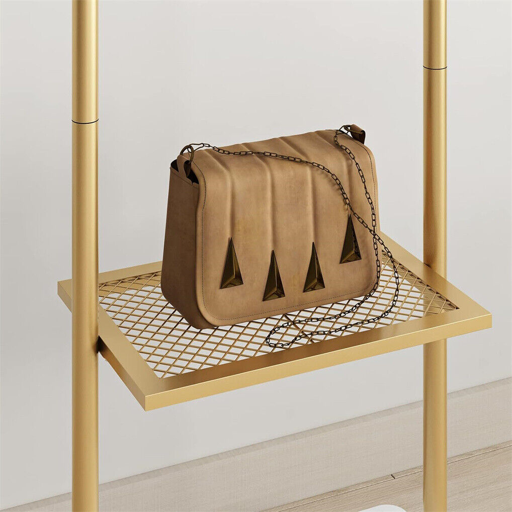 Gold Metal Coat Rack Stand Granite Base Hall Tree - Image 6