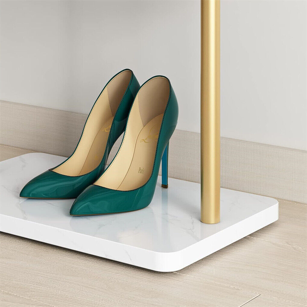 Gold Metal Coat Rack Stand Granite Base Hall Tree - Image 7