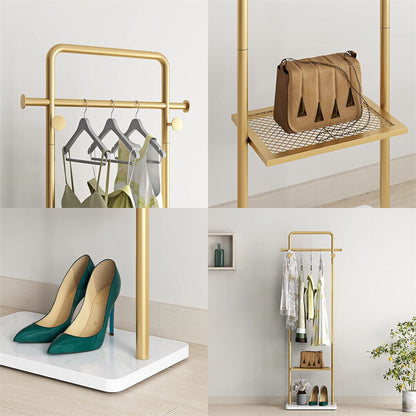 Gold Metal Coat Rack Stand Granite Base Hall Tree - Image 8