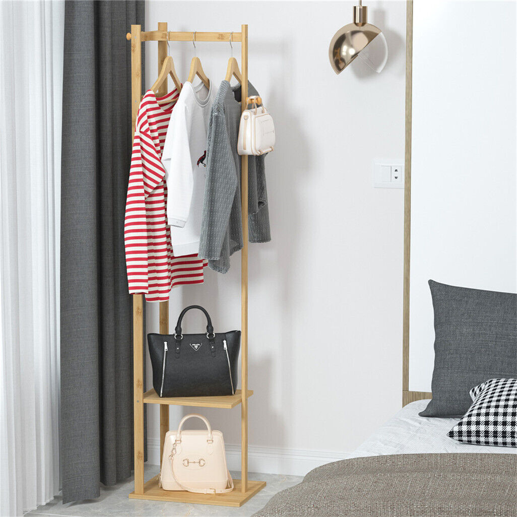 Bamboo Coat & Hat Rack Stand Shoe Shelf Thicken Wooden Hanger - Image 2