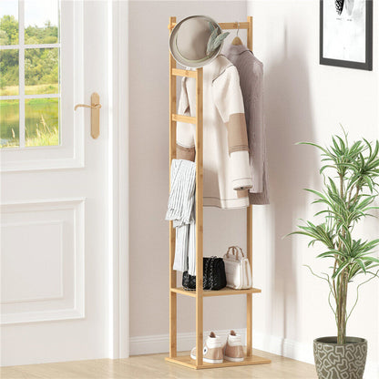 Bamboo Coat & Hat Rack Stand Shoe Shelf Thicken Wooden Hanger - Image 3