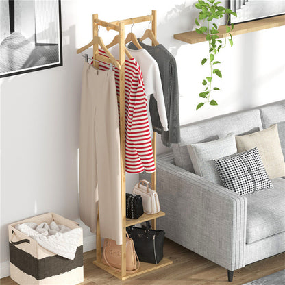 Bamboo Coat & Hat Rack Stand Shoe Shelf Thicken Wooden Hanger - Image 4