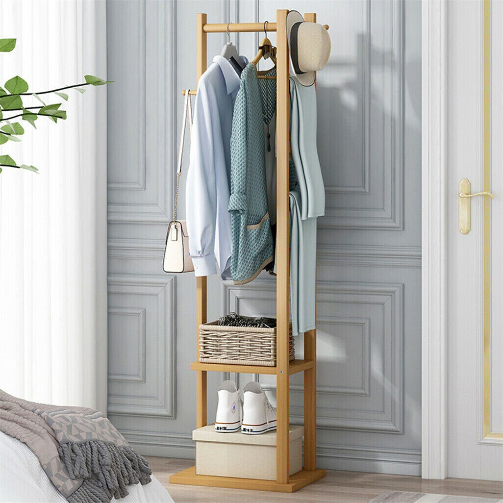 Bamboo Coat & Hat Rack Stand Shoe Shelf Thicken Wooden Hanger - Image 5
