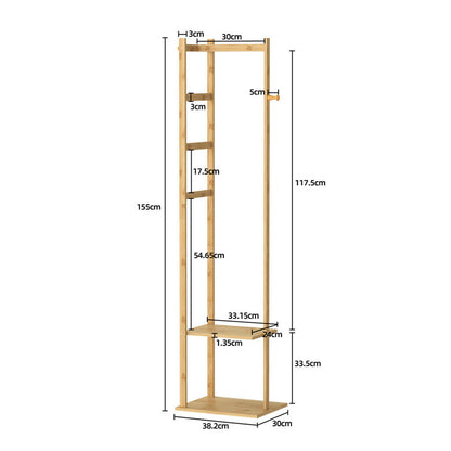 Bamboo Coat & Hat Rack Stand Shoe Shelf Thicken Wooden Hanger - Image 8