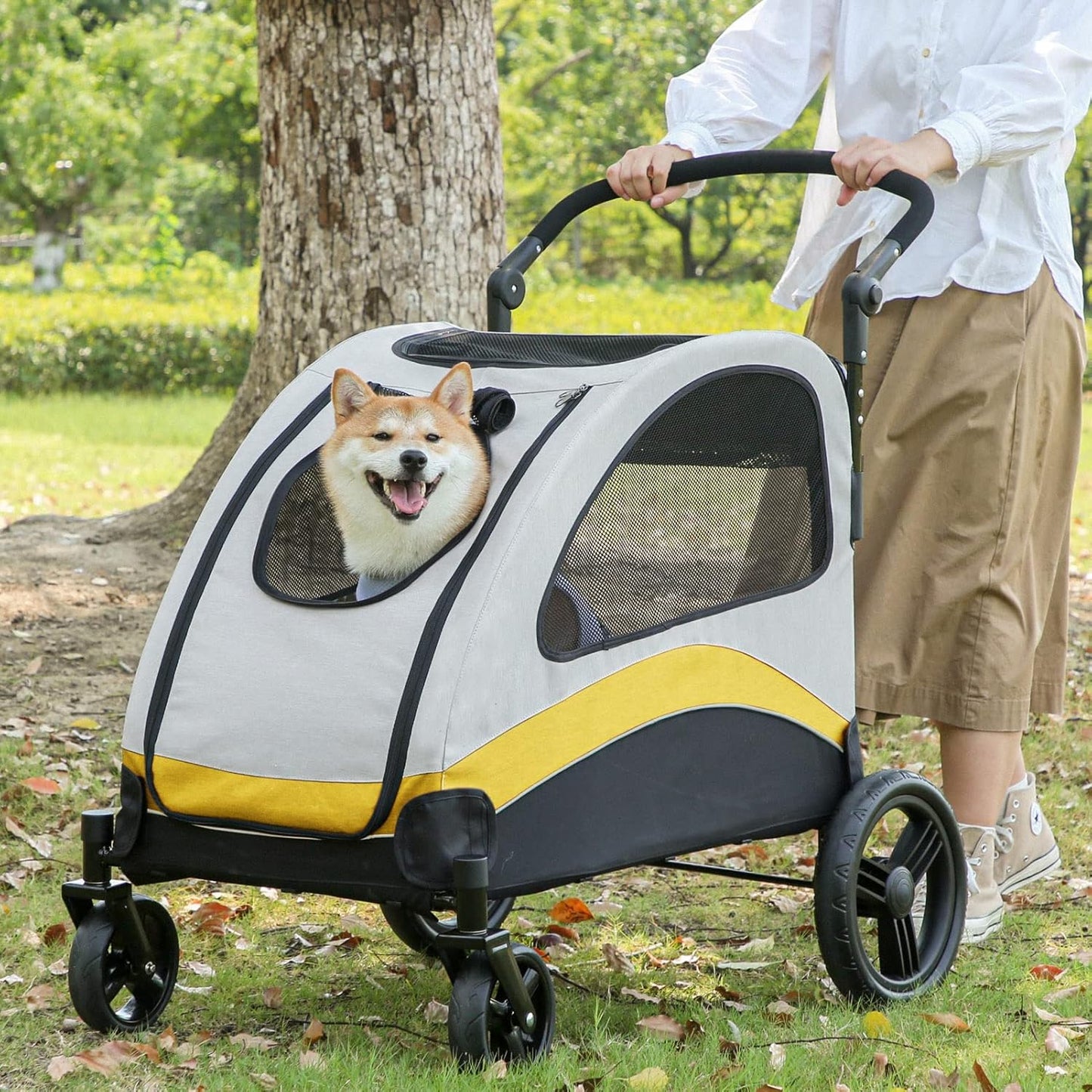 XL Dog Stroller Pet Pushchair Foldable Travel Cart - Image 3