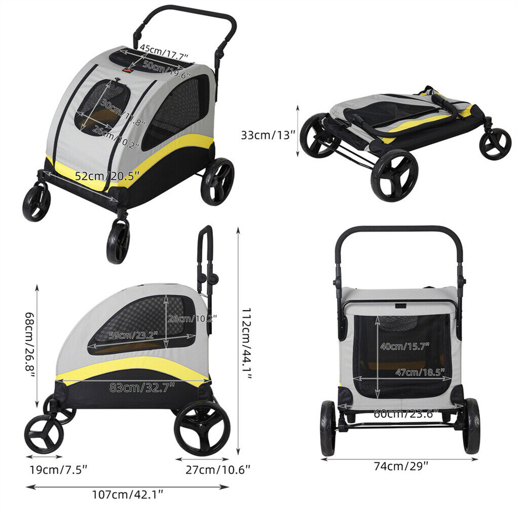 XL Dog Stroller Pet Pushchair Foldable Travel Cart - Image 7