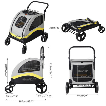 XL Dog Stroller Pet Pushchair Foldable Travel Cart - Image 7