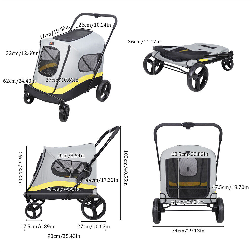 Dog Stroller w/ Rain Cover Foldable Pet Cart - Image 3