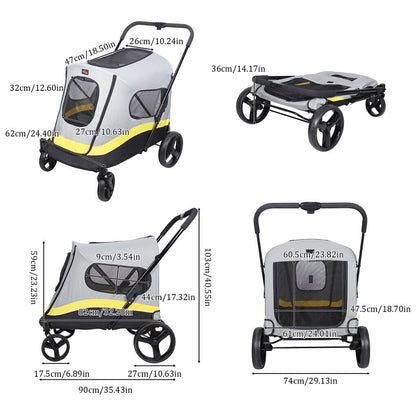 Dog Stroller w/ Rain Cover Foldable Pet Cart - Image 3