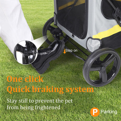 Dog Stroller w/ Rain Cover Foldable Pet Cart - Image 6