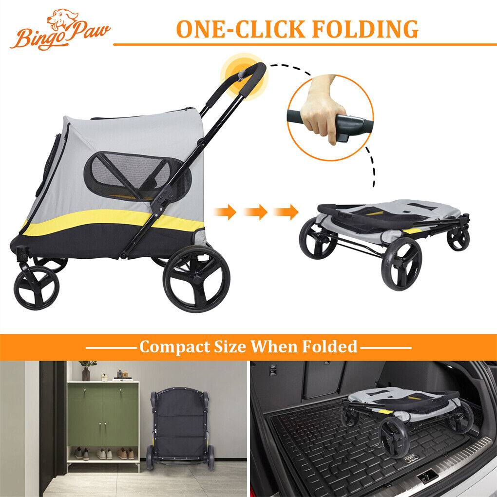 Dog Stroller w/ Rain Cover Foldable Pet Cart - Image 8