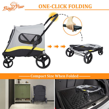 Dog Stroller w/ Rain Cover Foldable Pet Cart - Image 8