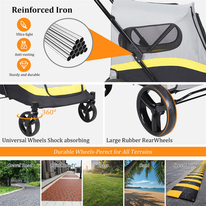 Dog Stroller w/ Rain Cover Foldable Pet Cart - Image 9
