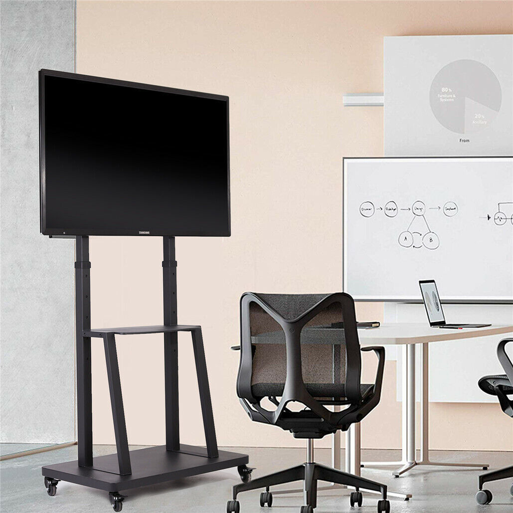 32-80 Rolling TV Stand with 2-Tier Shelf Adjustable Mount - Image 2
