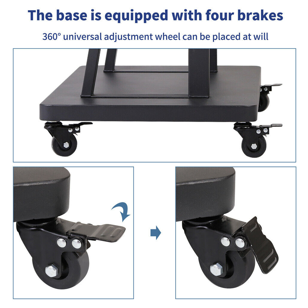 32-80 Rolling TV Stand with 2-Tier Shelf Adjustable Mount - Image 6