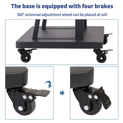 32-80 Rolling TV Stand with 2-Tier Shelf Adjustable Mount - Image 6