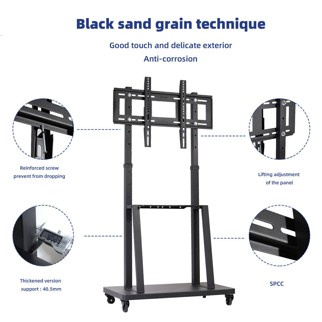 32-80 Rolling TV Stand with 2-Tier Shelf Adjustable Mount - Image 7