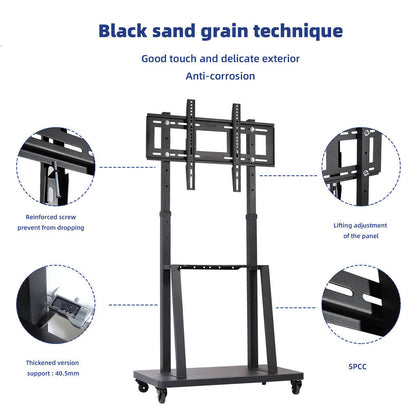32-80 Rolling TV Stand with 2-Tier Shelf Adjustable Mount - Image 7