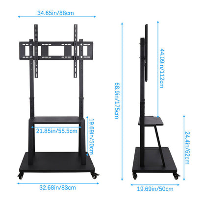 Rolling TV Stand 32-100 w/ Adjustable Mount & 2-Tier Shelf - Image 5