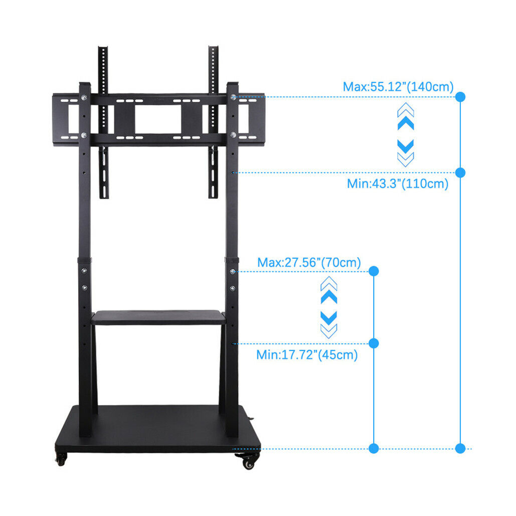 Rolling TV Stand 32-100 w/ Adjustable Mount & 2-Tier Shelf - Image 6