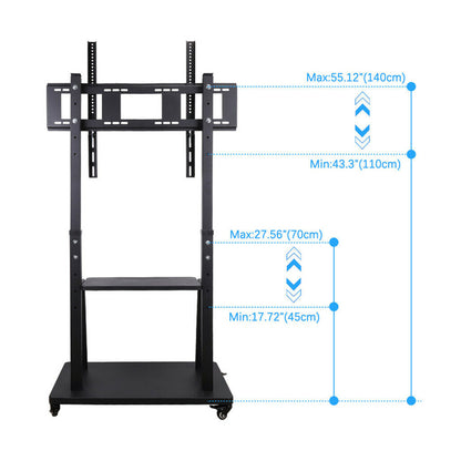 Rolling TV Stand 32-100 w/ Adjustable Mount & 2-Tier Shelf - Image 6