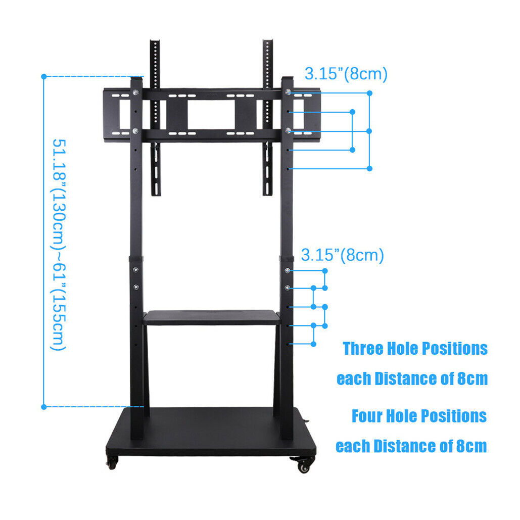 Rolling TV Stand 32-100 w/ Adjustable Mount & 2-Tier Shelf - Image 7