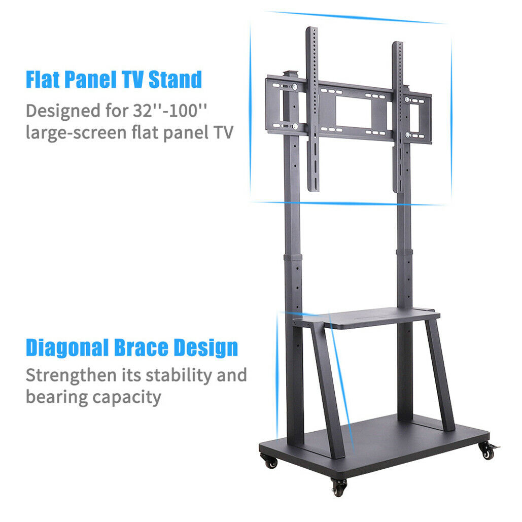 Rolling TV Stand 32-100 w/ Adjustable Mount & 2-Tier Shelf - Image 8