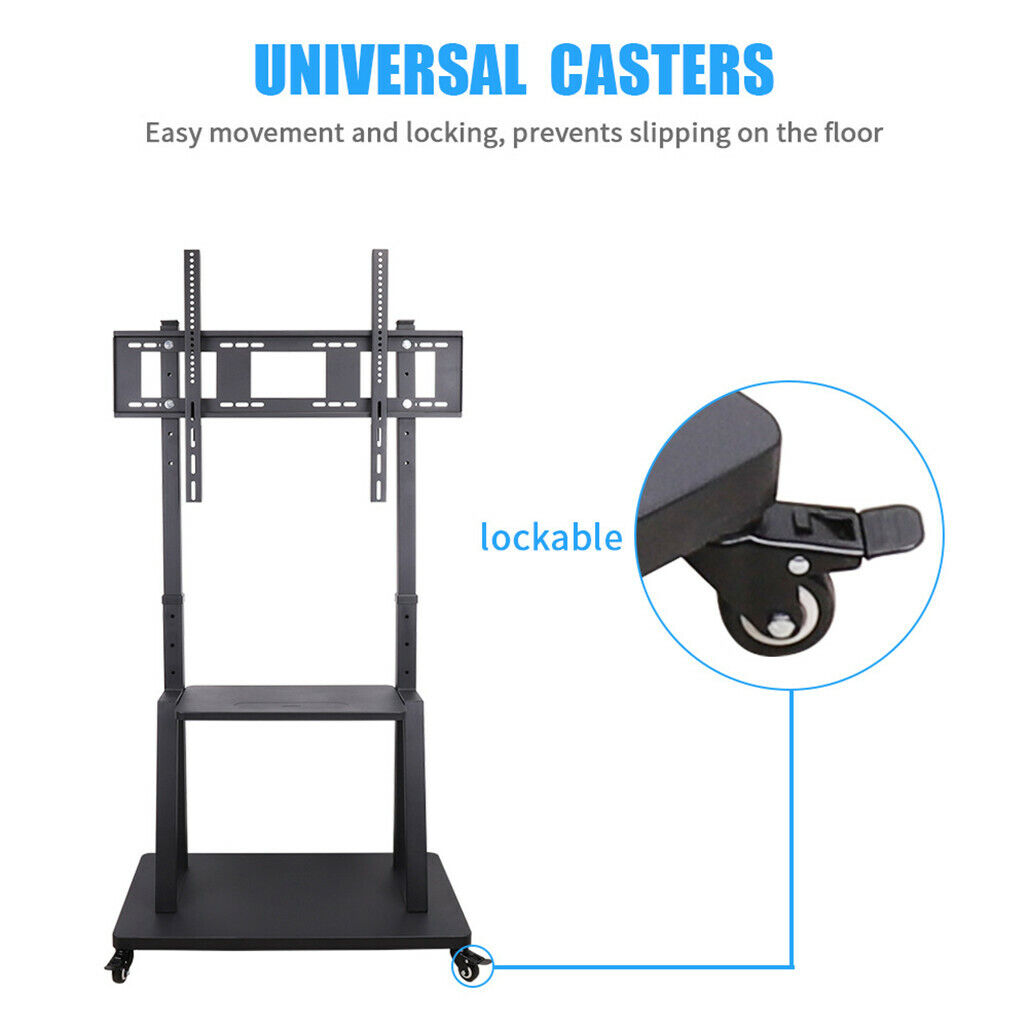 Rolling TV Stand 32-100 w/ Adjustable Mount & 2-Tier Shelf - Image 9