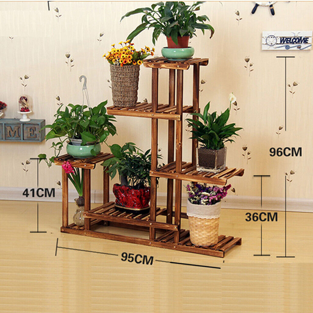 5-Tier Wooden Plant Stand Flower Display Shelf Indoor Outdoor Garden - Image 2