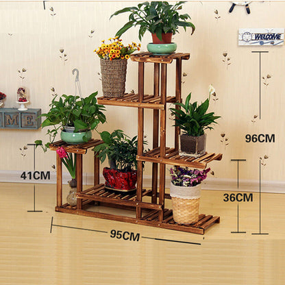 5-Tier Wooden Plant Stand Flower Display Shelf Indoor Outdoor Garden - Image 2