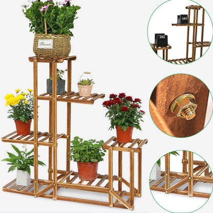 5-Tier Wooden Plant Stand Flower Display Shelf Indoor Outdoor Garden - Image 5