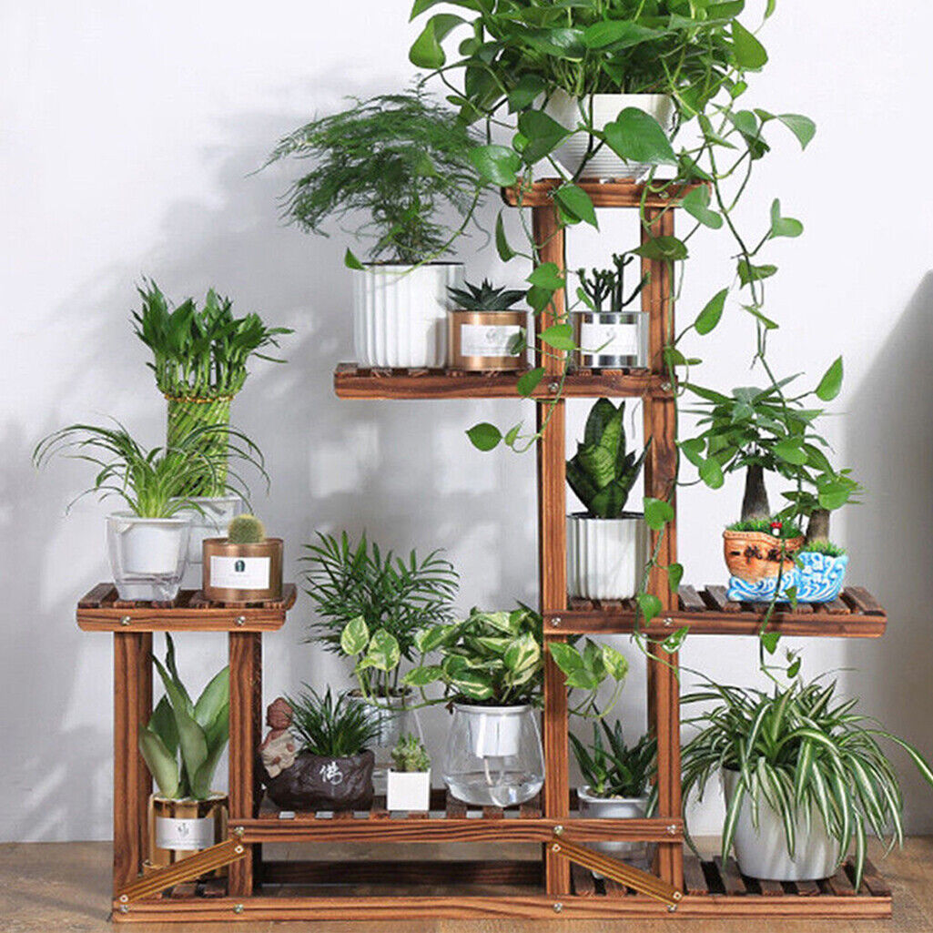 5-Tier Wooden Plant Stand Flower Display Shelf Indoor Outdoor Garden - Image 8