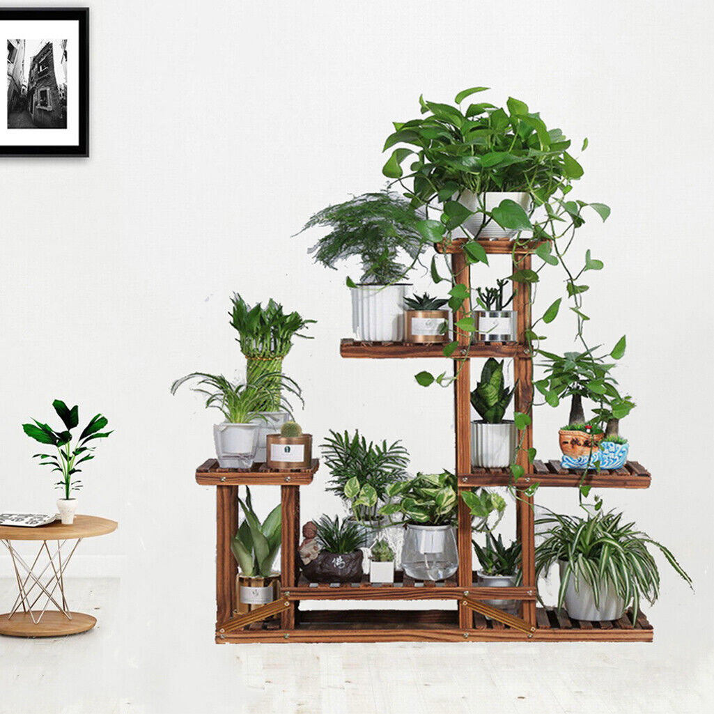 5-Tier Wooden Plant Stand Flower Display Shelf Indoor Outdoor Garden - Image 9