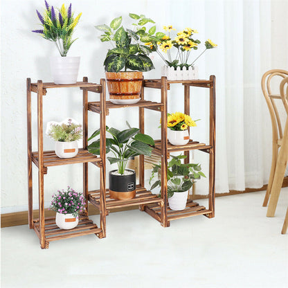 8-Tier Wooden Plant Stand Outdoor Indoor Garden Shelf - Image 2