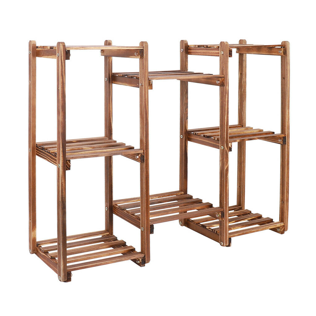 8-Tier Wooden Plant Stand Outdoor Indoor Garden Shelf - Image 5