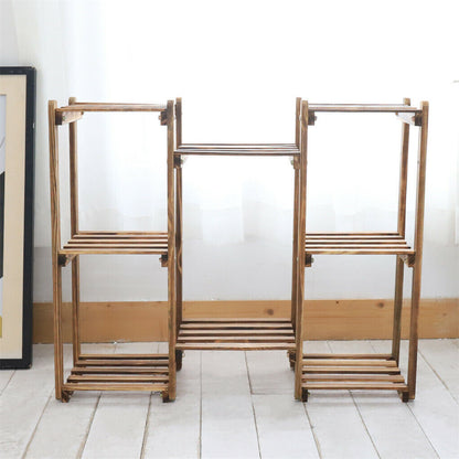 8-Tier Wooden Plant Stand Outdoor Indoor Garden Shelf - Image 6