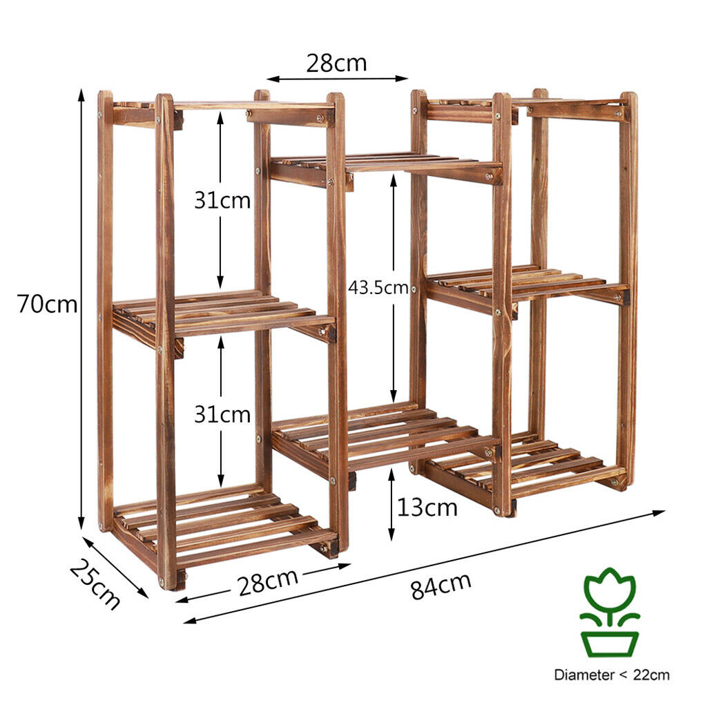 8-Tier Wooden Plant Stand Outdoor Indoor Garden Shelf - Image 7