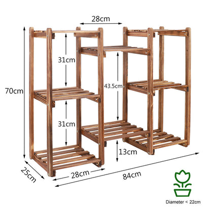 8-Tier Wooden Plant Stand Outdoor Indoor Garden Shelf - Image 7