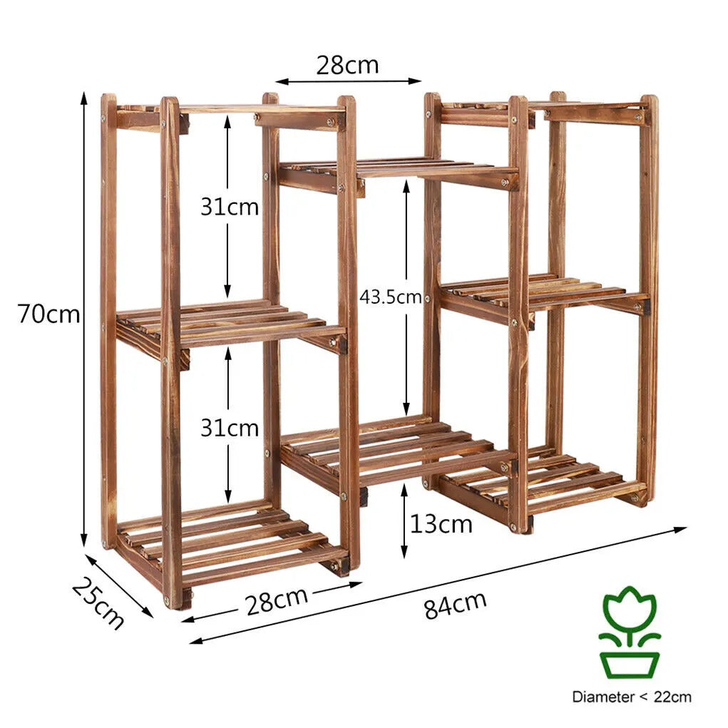 8-Tier Wooden Plant Stand Outdoor Indoor Garden Shelf - Image 7