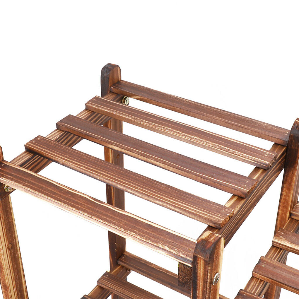 8-Tier Wooden Plant Stand Outdoor Indoor Garden Shelf - Image 9