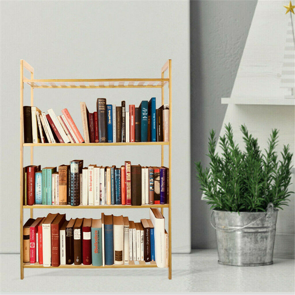 Bamboo 4 Tier Shelving Unit Kitchen Bedroom Bookshelf - Image 5
